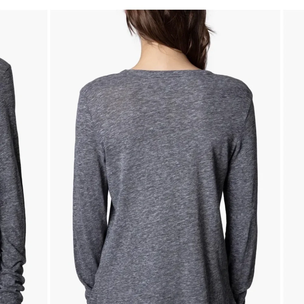 Zadig & Voltaire Gray Long Sleeve Tee with Pink Print - Picture 3 of 7